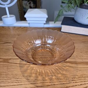 Vintage Pink Peach Depression Glass Bowl - Dogwood Floral Pattern 7" Scalloped